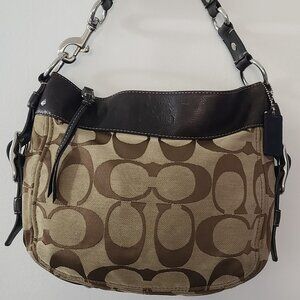 Coach Zoe Signature Hobo Bag Y2K Khaki and brown monogram